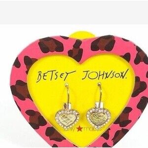 Betsey Johnson Rosegoldtone & Glass Heart Drop Earrings